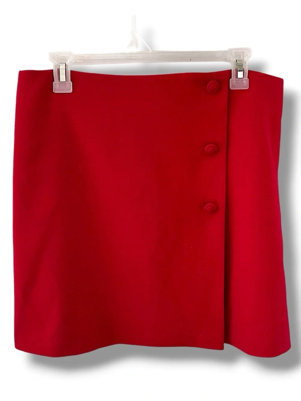MNG Suit Straight Mini Skirt Classic Buttoned Front Kick Pleat Red Size Size 10 - Picture 10 of 16